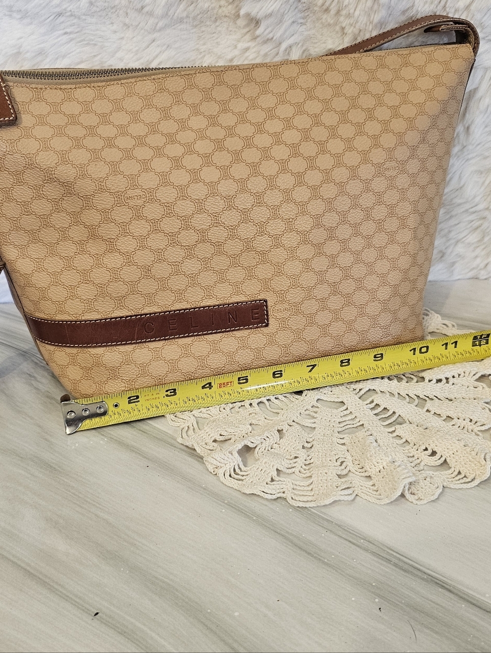 Celine Tan Monogram Shoulder Bag Vintage Bag In Beautiful Condition - Picture 13 of 15